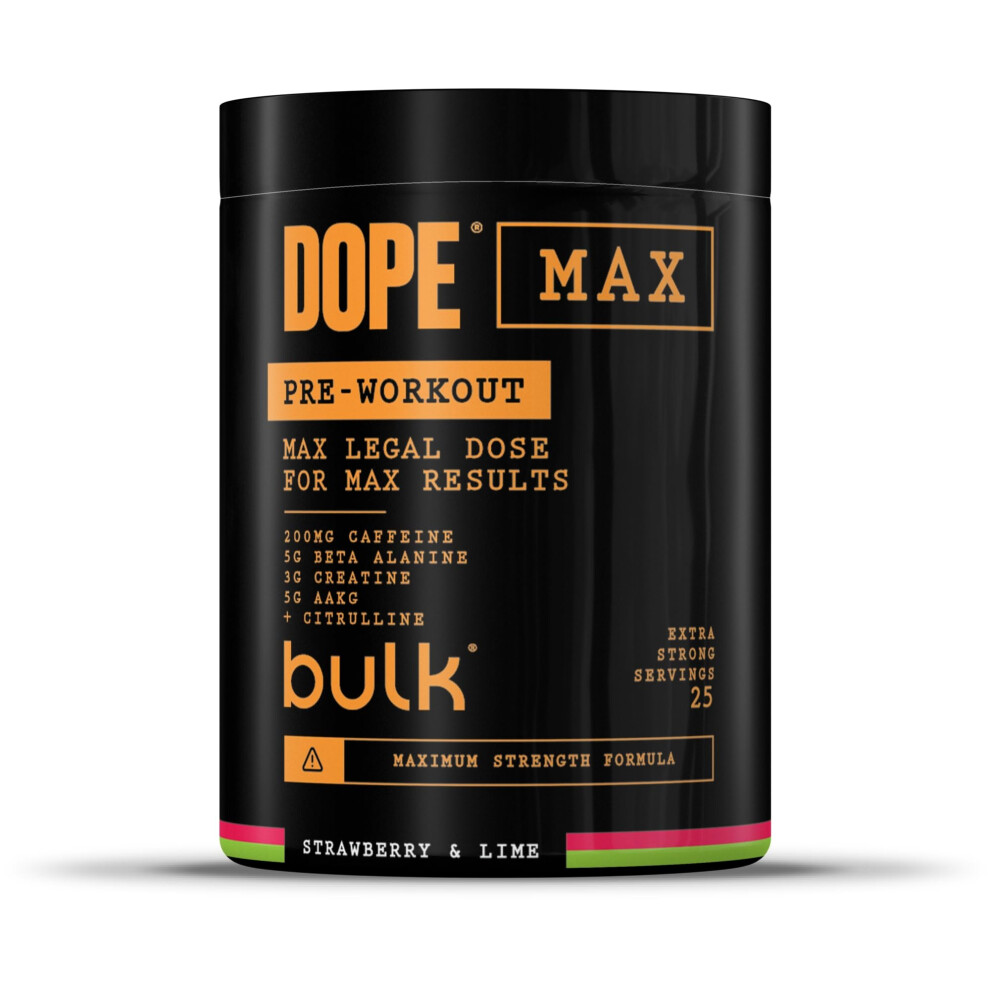 Bulk Dope Max Pre-Workout Powder | 563 G | 25 Servings | High Caffeine 200Mg | 5G Beta Alanine | 3G Creatine | Aakg & Citrulline Blend | Vitamin B6 |