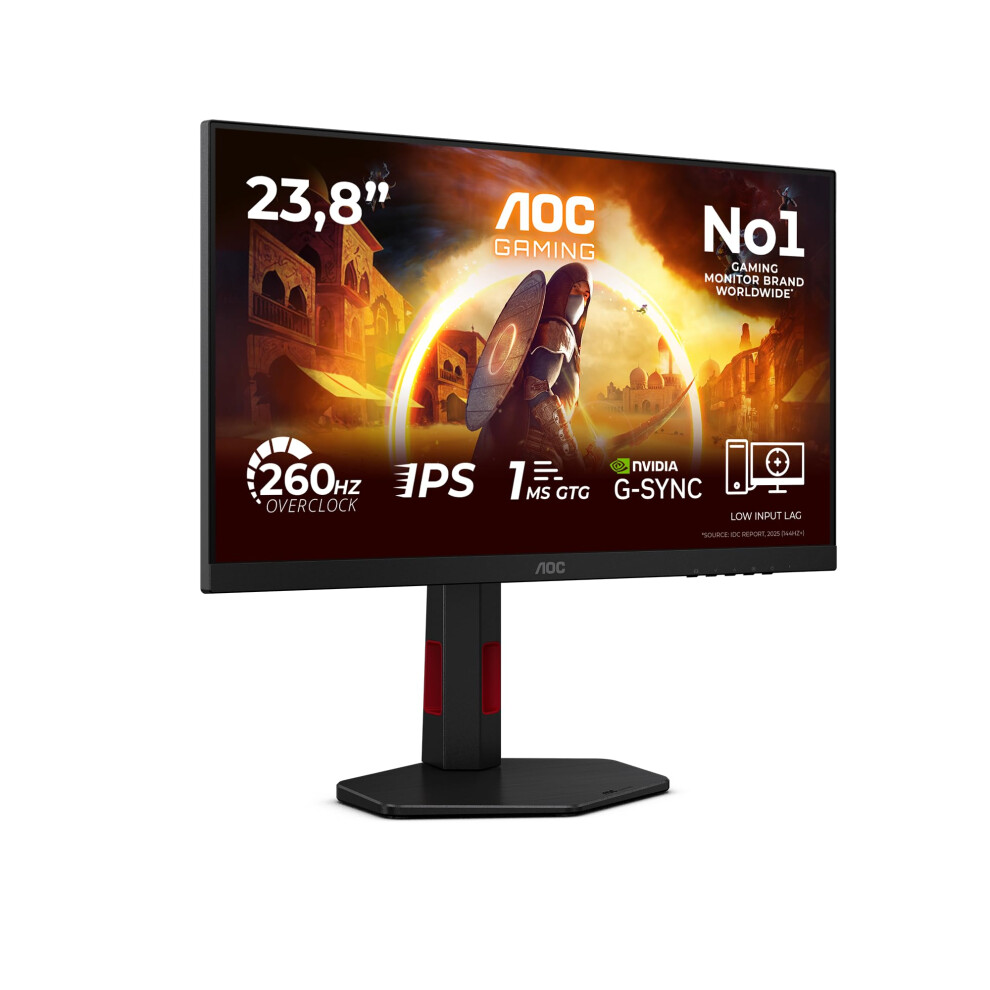 Aoc 24G4zr 23.8 Inch Fhd Gaming Monitor 260Hz, Fast Ips Panel, 0.3Ms Mprt, Adaptive Sync, Hdr10, G-Sync Compatible, Height Adjustment, (1920X1080 Hdmi