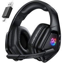 Tatybo Wireless Gaming Headset for PC Ps5 Ps4, 2.4GHz USB & Type-C & Bluetooth Gaming Headphones with Mic, 40H Battery Comfortable Gaming Headsets for