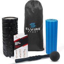 Elvire Foam Roller Set 5-in-1 Deep Tissue Massage Roller, Back Ball, Muscle Stick Trigger Points, Relieves Pain: Back, Foot, Legs, Neck, Exercise Yoga