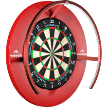 Mission Darts TOR270 Torus 270 | Dartboard LED Lighting System with Easy Access Area for Unrestricted Play, Sand Blasted Black (Metallic Red, USB)
