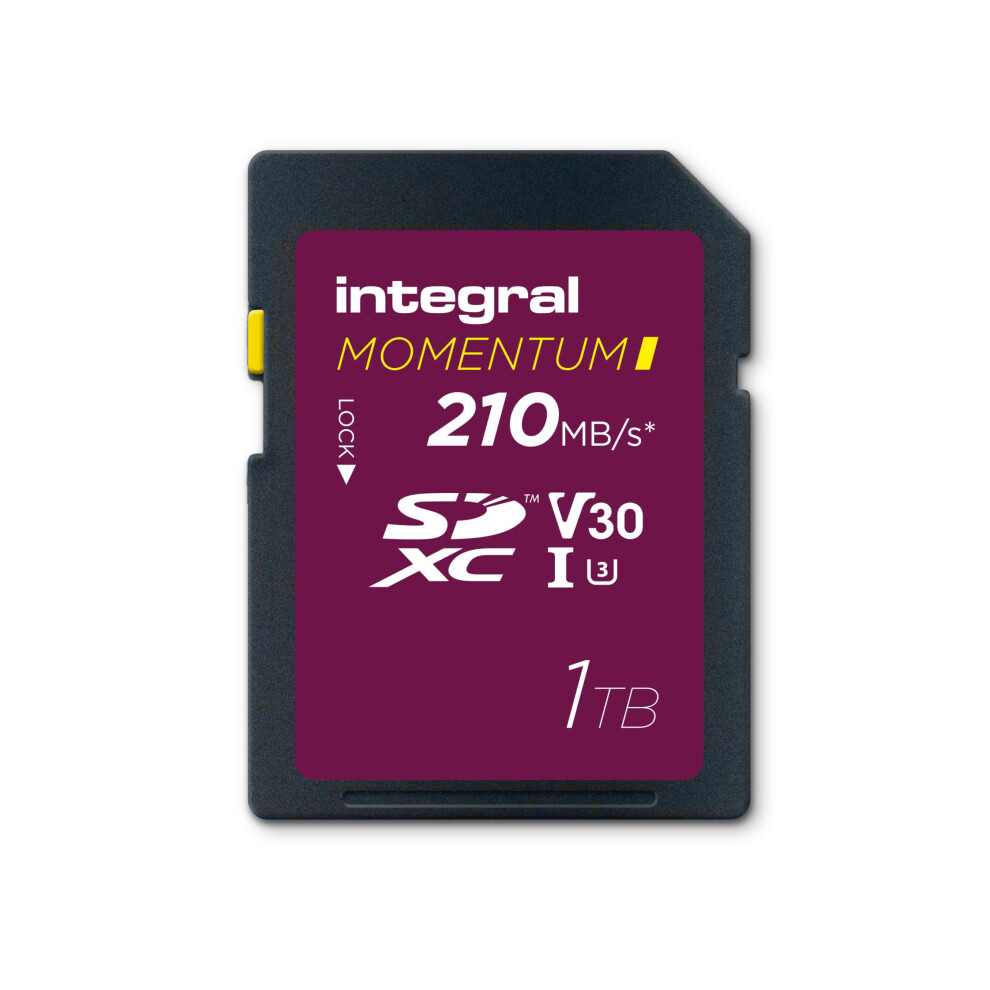 Integral Momentum I 1Tb Sdxc V30 U3 Card - Up To 210Mb/S Read, 180Mb/S Write - For Dslr, Mirrorless & Camcorders - 4K Uhd Video & Burst Mode Ready - W 5055288452398