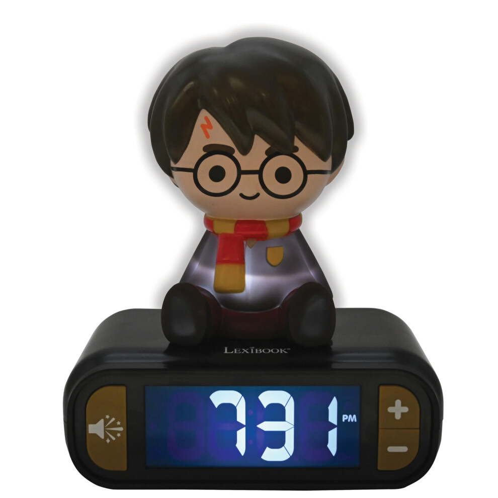 , Harry Potter, Nightlight Alarm Clock, Sounds And Melodies, Lcd Backlit Screen, Luminous, Snooze, Rl800hplxb Black Lexibook