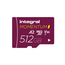 Integral Momentum I 512GB microSDXC Card - Up to 210MB/s Read, 180MB/s Write, V30, U3, A2-4K/5K UHD for GoPro, DJI Drones, Action & 360 Cams - Waterpr