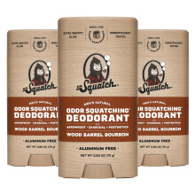 Dr. Squatch Natural Deodorant for Men - Odor-Squatching Aluminium Free - Wood Barrel Bourbon (2.65 oz, 3-Pack)