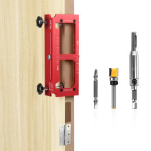 Idong Door Hinge Jig for Router, Adjustable Door Hinge Mortiser jig, Aluminum Alloy Woodworking Hole Opener Slotting Locator for Door & Cabinet, Hinge