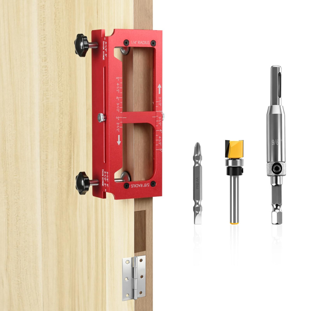Idong Door Hinge Jig For Router, Adjustable Door Hinge Mortiser Jig, Aluminum Alloy Woodworking Hole Opener Slotting Locator For Door & Cabinet, Hing 5005476840698