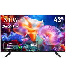 XUW 43 inch Full HD Smart TV, D-LED backlight Television, Borderless Design,HDMI USB DVB-T2/S2 RJ45 Interface, large screen for living room, bedroom,