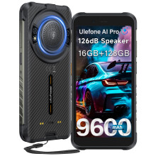 Ulefone RugKing Rugged Smartphone, 16GB+128GB/2TB TF, 9600mAh, 126dB 3.5W Speaker, Android 15, 50MP Waterproof, 5.99 inch IP68 Outdoor Armor 4G SIM-Fr