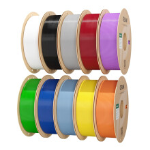 eSUN PLA Filament 1.75mm, 10KG PLA Basic 3D Printing Filament,1KG per Spool, 10 Spools for 3D Printers,Black+Cold White+Grey+Fire Engine Red+Yellow+Bl
