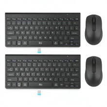 2 Pack-Rii Wireless Keyboard and Mouse, Ultra Slim 2.4G Keyboard and Mouse Set with Effortless Connectivity, Comfortable Typing for PC/Laptop/Windows/