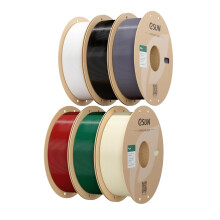eSUN PLA+ Filament 1.75mm, 6KG Enhanced Toughness PLA Plus, 1KG per Spool, 6 Spools for 3D Printers,Black+Cold White+Grey+Bone White+Pine Green+Fire E