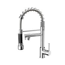 Cobbe Kitchen Tap, Spring Kitchen Sink Mixer Taps with Two Spouts, High Arc Swivel 360 with Pull Out Sprayer, Commercial Faucet Single Handle Lever, U