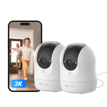 EZVIZ 2 Pack 3K WiFi Security Camera Indoor, 2026 350 Pan Tilt with Human Detection, Color Night Vision, Auto Tracking, Privacy Shutter, WDR, Alexa G