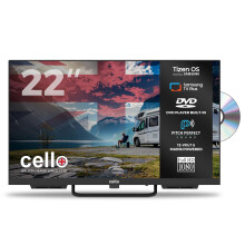 Cello Ctrav-22TZF 22" Tizen OS Smart LED, 12V Traveller TV/DVD, By Samsung, Pitch Perfect Speakers, Netflix, Prime Video, Bluetooth, HDMI, USB, UK Mad