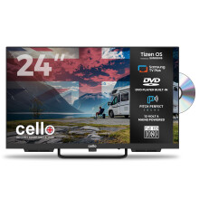 Cello Ctrav-24TZF 24" Tizen OS Smart LED, 12V Traveller TV/DVD, By Samsung, Pitch Perfect Speakers, Netflix, Prime Video, Bluetooth, HDMI, USB, UK Mad