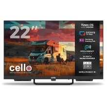 Cello Ctrav-22TZ 22" Tizen OS Smart LED 12V Traveller TV, By Samsung, Built in Satellite, Gaming Hub, Pitch Perfect Speakers, Bluetooth, Netflix, UK M