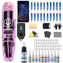 POSEIDON Tattoo Gun Kit, Wireless Tattoo Pen Kit with Long-Lasting Battery & Complete Starter Supplies | Professional Cordless Tattoo Machine for