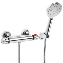 Uten Thermostatic Shower Mixer with 3 Mode Shower Head and Hose Pipe, Wall Mounted Shower Mixer Bar Valve Anti Scald Tap, Hot & Cold Water Mixer Intel