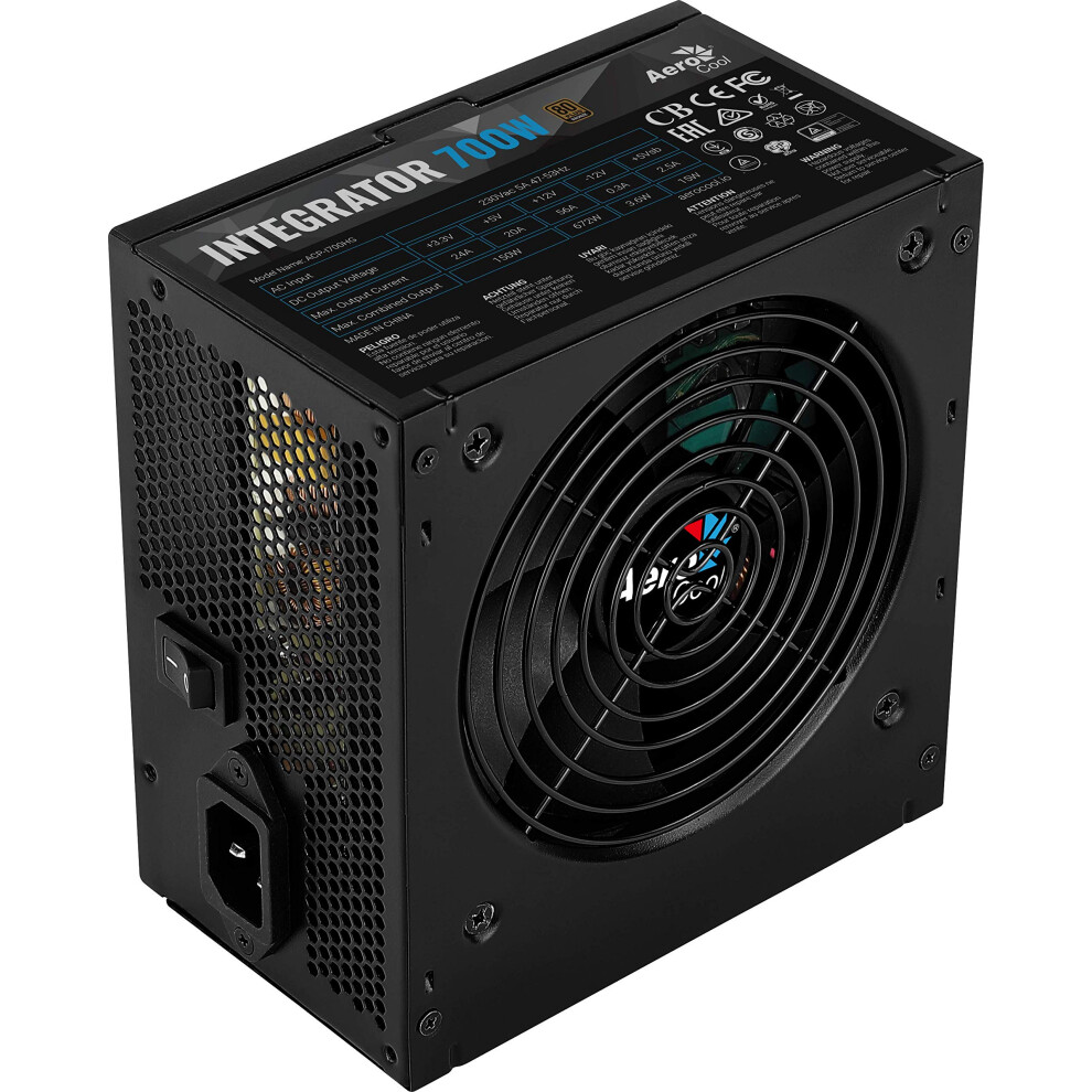 Aerocool Integrator 700 W 80 Plus Power Supply Unit With Uk 3 Pin Power Lead Bronze 4713105953251
