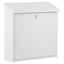 Burg-Wachter MB03WR White Contemporary Wall Mounted Galvanised Steel Lockable Weatherproof Post Box - 37x37x12cm