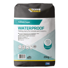 Everbuild Febtank Super Waterproof Tanking Slurry Coating for Concrete and Masonry – Water Vapour Permeable – Grey – 25kg