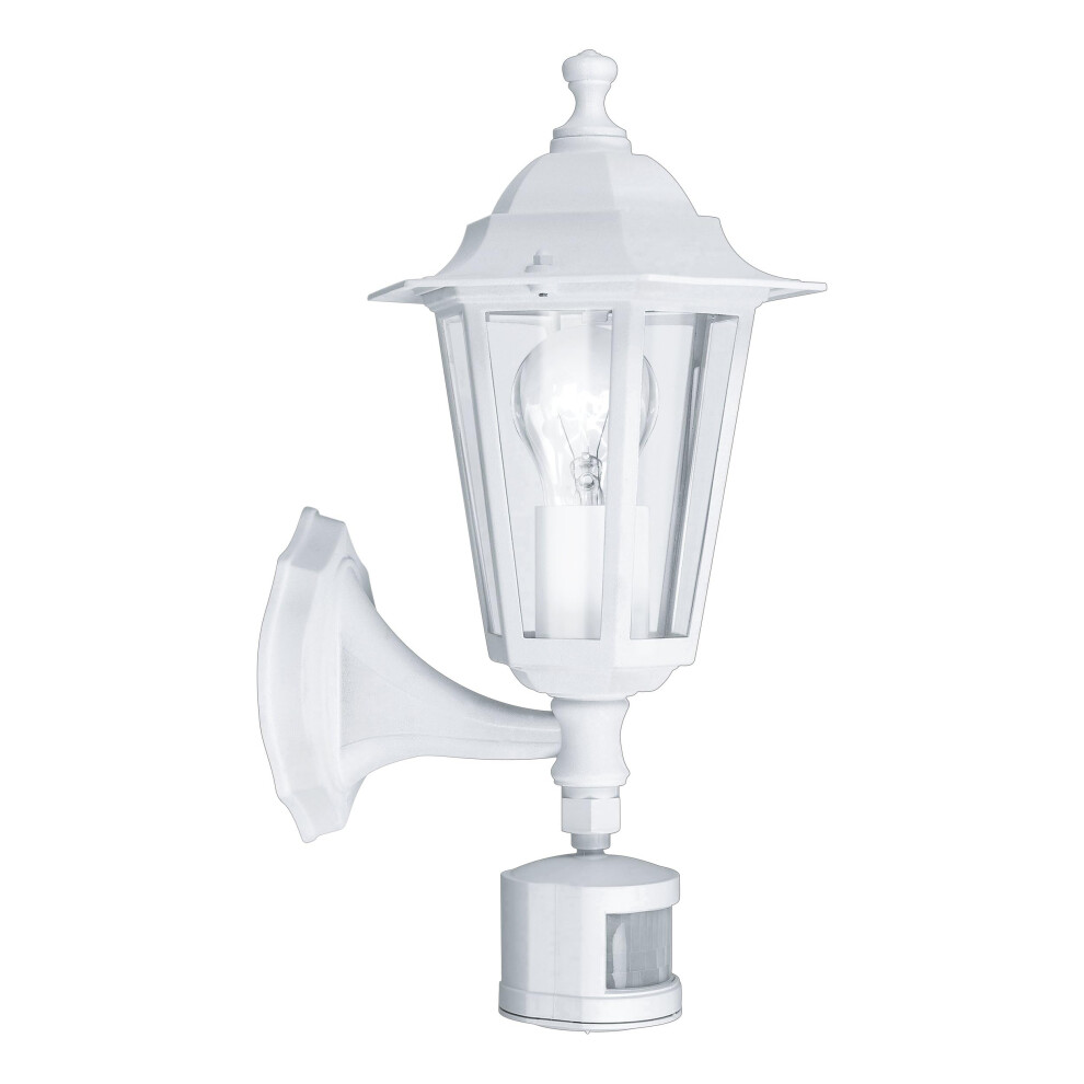 Eglo Laterna 5 Outdoor Wall Light, Motion Sensor Porch Lamp, White Cast Aluminium And Glass Exterior Light, E27 Socket, Ip44 - Image 2