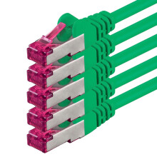 1aTTack.de 3.0 m - green - 5 pieces - network cable CAT6a (10Gb/s) S-FTP CAT 6a Lanka cable - GHMT certified PIMF 500 MHz Cat5 Cat5e Cat6 Cat6a Cat7 f