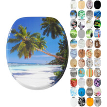Soft Close Toilet Seat | Stable Hinges | Easy to Mount | Many Different Designs (Caribbean)