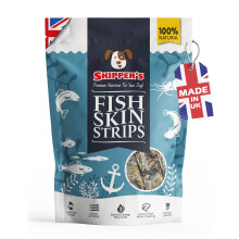 SKIPPER'S Fish Skin Strips - Grain & Cereal Free Dog Treats, Gently Air Dried Long Lasting Fish Skin Chews, Good for Cleaning Teeth, Essential Source