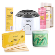 Mylee Salon Quality Waxing Kit Includes Wax Heater, Tea Tree Wax, Waxing Strips, Spatulas, Mylee Pre and After Care Lotion and Equipment Cleaner (Tea