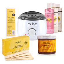 Mylee Salon Quality Waxing Kit Includes Wax Heater, Soft Honey Wax, Waxing Strips, Spatulas, Mylee Pre and After Care Lotion and Equipment Cleaner (Ho