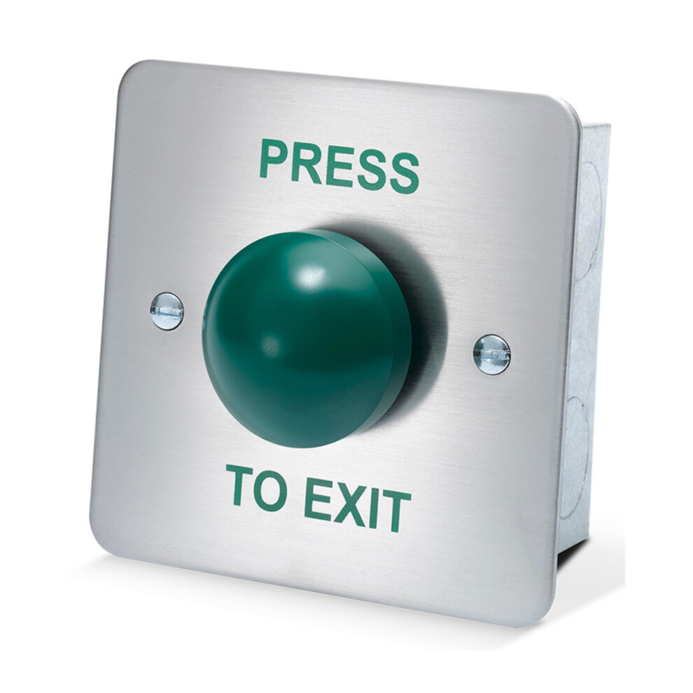 Securemydoor - Press To Exit Green Dome Button Push Door Release Switch | Brushed Stainless Steel | Easy Installation | Ideal For Commercial & Residen 689749525571
