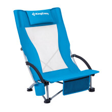 KingCamp Beach Chair Low Folding Lightweight, 180kg/300lbs Heavy Duty Picnic Chairs with Dual-Tube Stability & Fillable Pillowcase, Portable Concert C