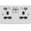 13A 2G Switched Socket, Dual USB Charger (2.4A) with Indicators - Brushed Chrome with Black Insert 1