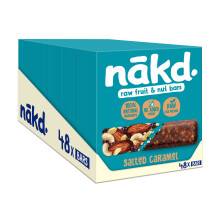 Nakd Salted Caramel Natural Fruit & Nut Bars - Vegan - Healthy Snack - Gluten Free, 35 g (Multipack case 48 Bars)