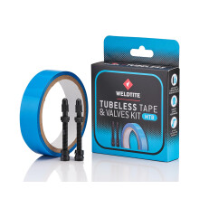WELDTITE Tubeless Conversion Kit (MTB) for Bikes - Includes 2 x 55 mm Presta Valves & 24 mm x 10 Meter Tape