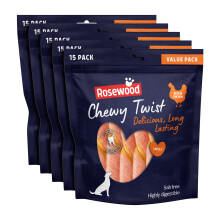 Rosewood Chewy Twist Treats for Dogs - XL Value Pack, Rich in Chicken, Small Dog Treats, Delicious, Long-Lasting Chews, Helps Clean Teeth, Salt Free,