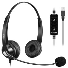 Callez USB Headset with Microphone Noise Cancelling & Audio Controls, Stereo PC Headphone for Business Skype UC Lync Softphone Call Center Office Comp