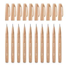 Pentel Brush Sign Pen Light Brown - Pack of 10
