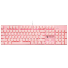 Mecool Mechanical Gaming Keyboard Wired White Backlit Keyboard Blue Switches Full Size 104 Keys US Layout-Pink