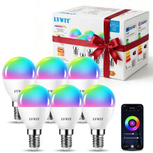 LVWIT E14 Smart Bulb,P45 RGB Golf Ball Smart Light Bulb,470Lm,5W Replace 40 Watt,WiFi LED Light Bulbs Dimmable Compatible with Alexa,Echo and Google A