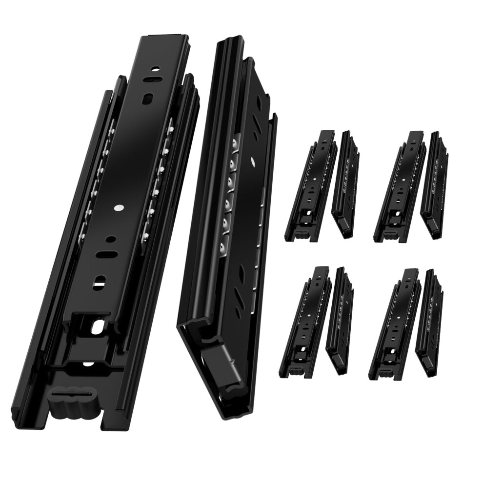 Aolisheng 5 Pairs Drawer Runners Drawer Slides 450Mm 45Kg Load Capacity Heavy Duty Draw Sliders Full Extension Ball Bearing Kitchen Cabinet Black Draw 7680668281770