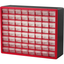 Akro-Mils 10164 64-Drawer Plastic Drawer Storage Cabinet for Garage Organization, Teacher Toolbox, Makeup Organizer, and More, 50.8 cm W x 16 cm D x 4