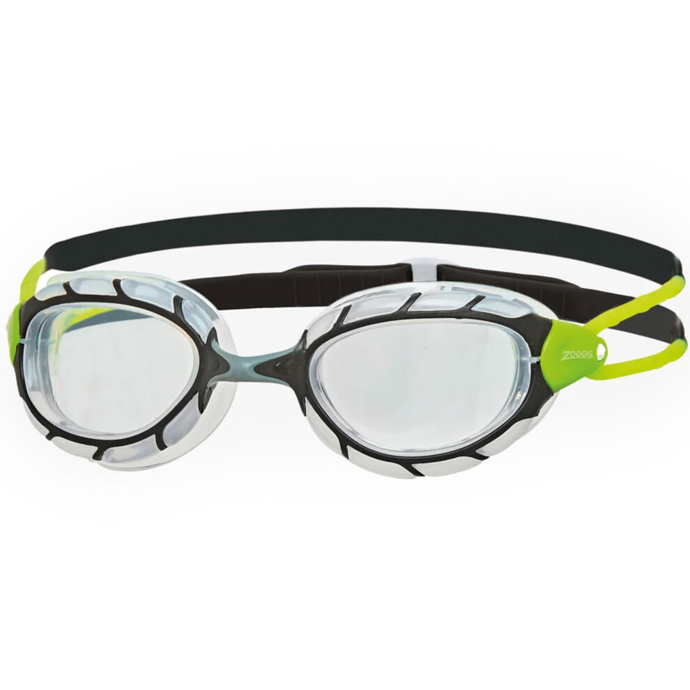 Zoggs Predator Adult Swimming Goggles (Clear Lens, /Lime - Small) Womens & Mens Goggles Swimming Adult With Uv Lens - Swim Goggles With Anti Fog, Black