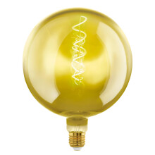 Eglo Dimmable E27 LED Big Size, vintage spiral filament light bulb, extra-large Edison globe lamp for retro lighting, 4 watt, 40 lumen, warm white glo