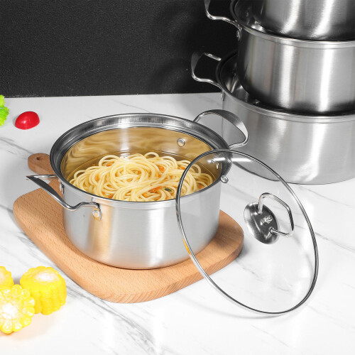 10 PC Induction Non Stick Stainless Steel Cookware Set with Lids 2
