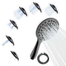 SparkPod 6-Function High Pressure Shower Head - 6" Wide Angle Handheld Shower Head Set with 70 Inch Long Hose - Luxury Design (6 Function, Charcoal Gr