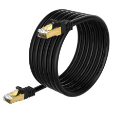 VOSGA Cat6 Shielded Ethernet Cable 40M,26AWG Patch Cable,550MHz 10Gbps LAN Network Cable with Gold Plated RJ45 Connectors,Indoor Outdoor Cat 6 Waterpr