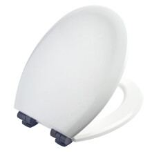 Bemis New York Ultra-Fix Soft Close Toilet Seat with Water-Based Paint for Easy Cleaning, White Toilet Seat with Black Hinges, Universal and Easy Inst